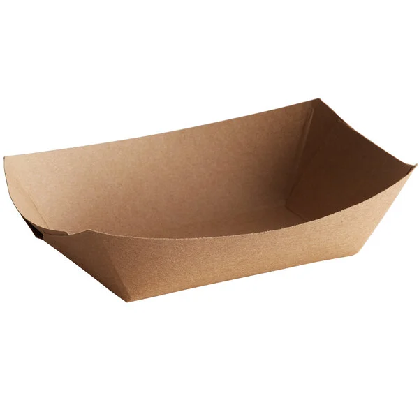 2lb Kraft Paper Tray, 250gsm Kraft Paper With 18gsm Pe Coated, 250pcs/Bag, 4bags/Ctn