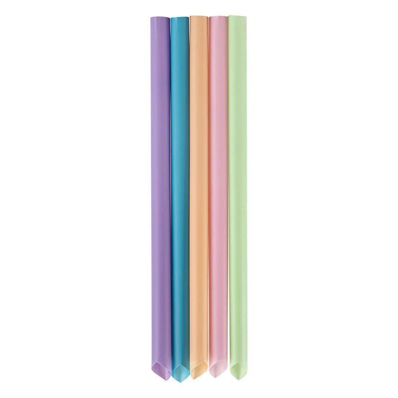 Straw, Boba, 9", Unwrapped, Mixed Colors, Diagonal Cut, 40/40/1600 (LOLC9060S)